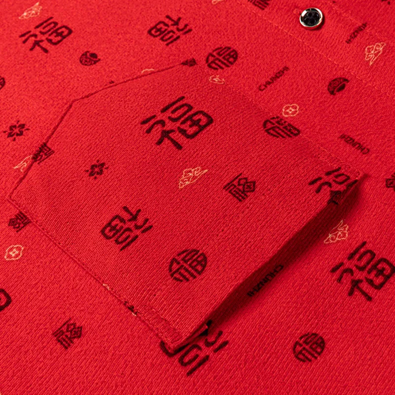 Plus Größe Neue Festliche Winter Warme Verdickte Langarm Shirts Für Männer Einzelne Tasche Casual Trends Mode Elegante Druck Kleidung