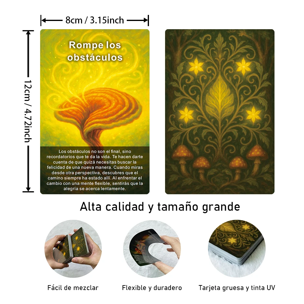سطح أوراكل إسباني، 48 بطاقة أوراكل الحكمة للفطر، النمو الشخصي، الوضوح ومصير المستقبل، 12*8 سم، مجموعة هدايا للأصدقاء #2