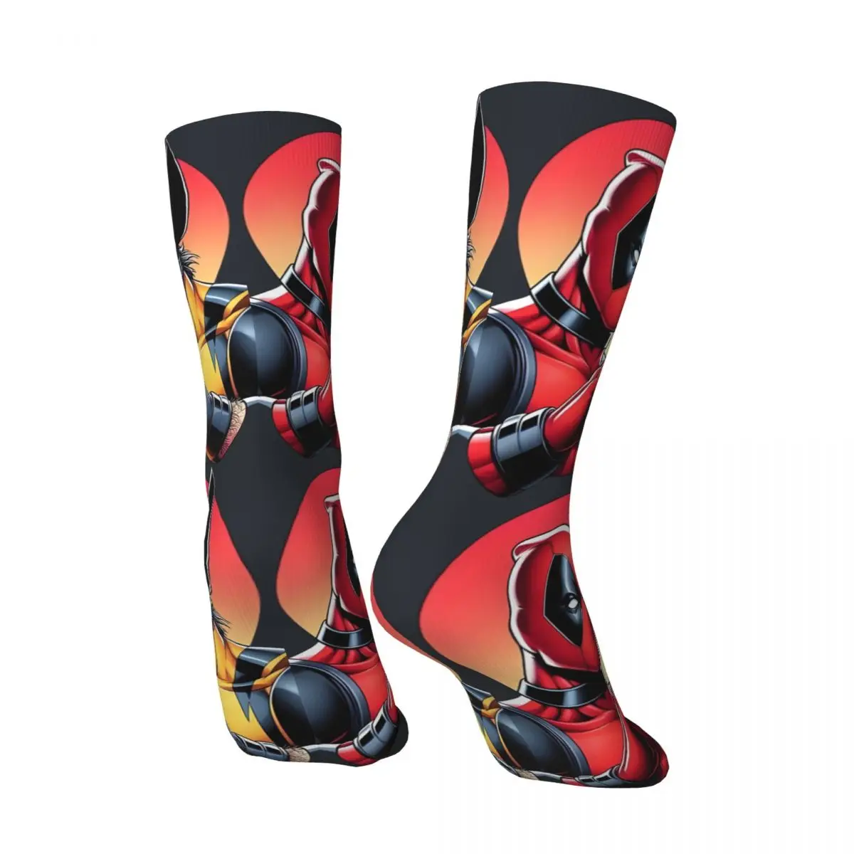 Crazy compression Deaddpool And Wolvierine Sticker Sock for Men Harajuku Disney Marvel Deadpool & Wolverine Film  Sock Casual