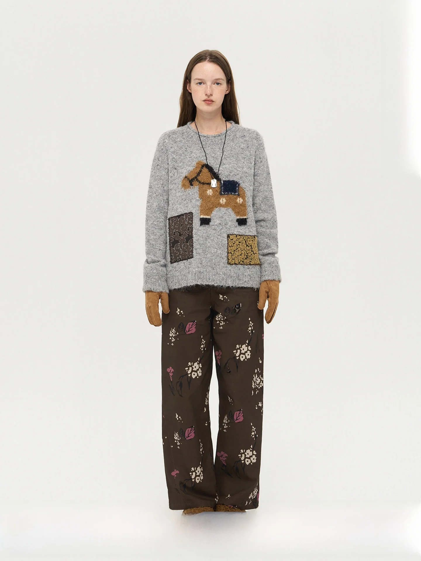 

Soft Knitted Mixed Yarn Sweater Patchwork Neline Long Sve round Collar Regular Fit Autumn Winter Faion Commute Sle