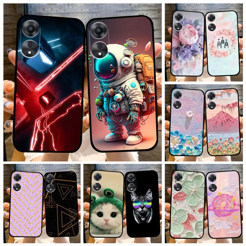 For OPPO A78 5G Case CPH2483 PHJ110 Flower Soft Silicone Phone Case For OPPO A58 A78 a 78 58 5G Back Cover Portector Fundas