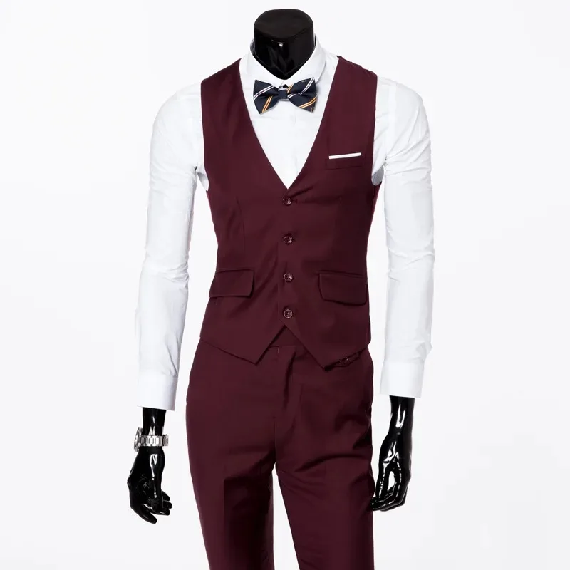 Slim Fit Three Piece Suit Wedding Groomsmen Formal Wear Men's Professional Attire Korean Style Polyester Fiber Winter Season