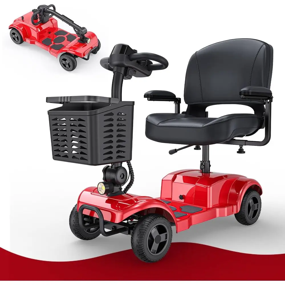 

Compact Folding Mobility Scooter - 15 Miles Range, 250W Electric, XL Cushion, Detachable Basket, Front Light Customized