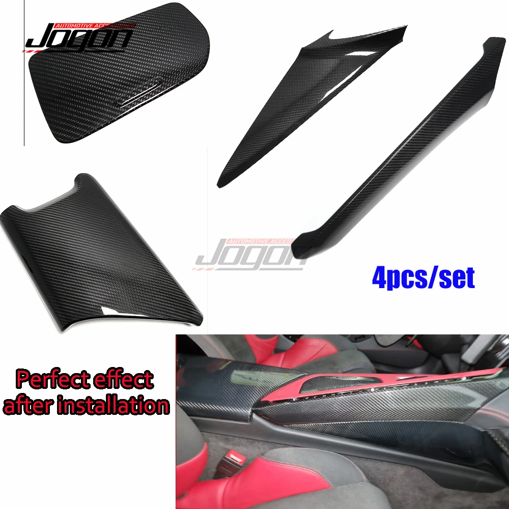 

For Corvette C8 Z51 Z06 2020-2023 Carbon Fiber Seat Adjust Button Parking Button Armrest Side Center Panel Passenger Cover Trim