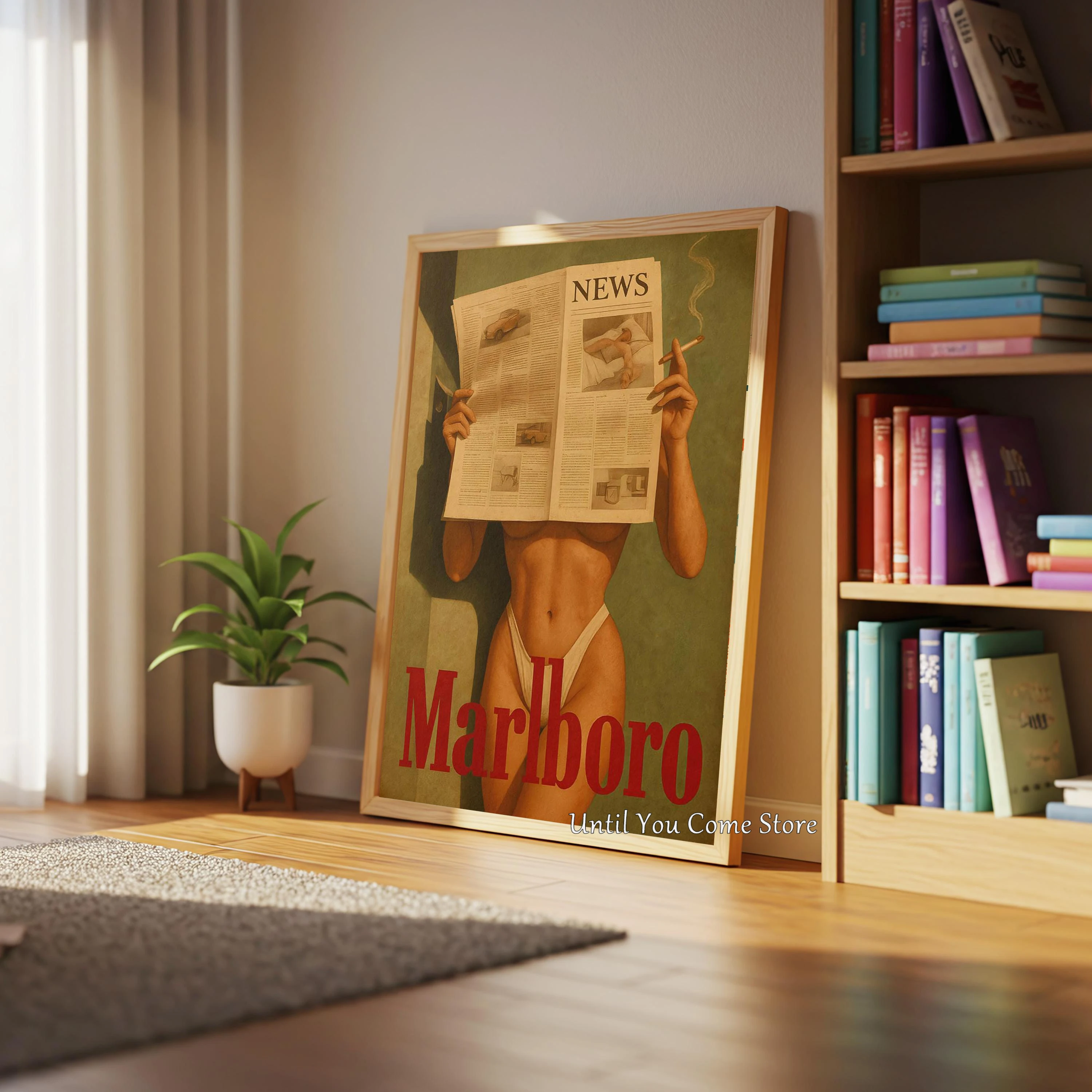 Retro Fashion Sexy Woman Cigarette Reading Poster Print Canvas Pictures Home for Living Room and Bedroom Wall Modern Decor view 4