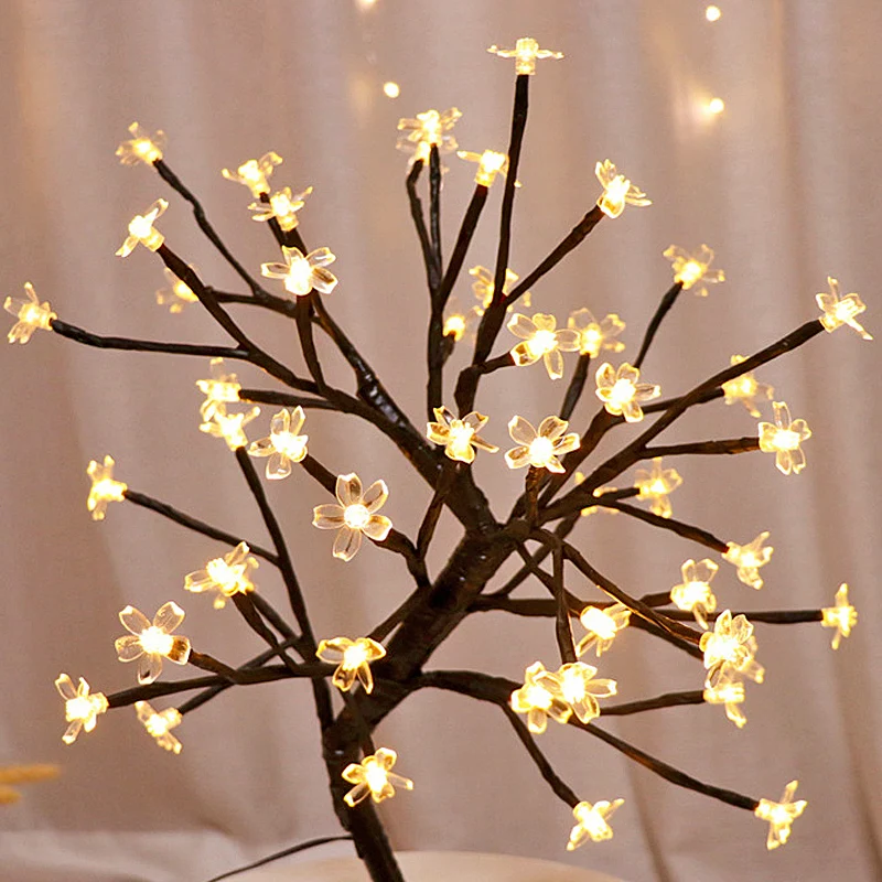 20 Bulbs LED Cherry Blossom Flower Branch Lights Lamp Tall Vase Filler Twig Lighted Branch Christmas Wedding Decorative Lights