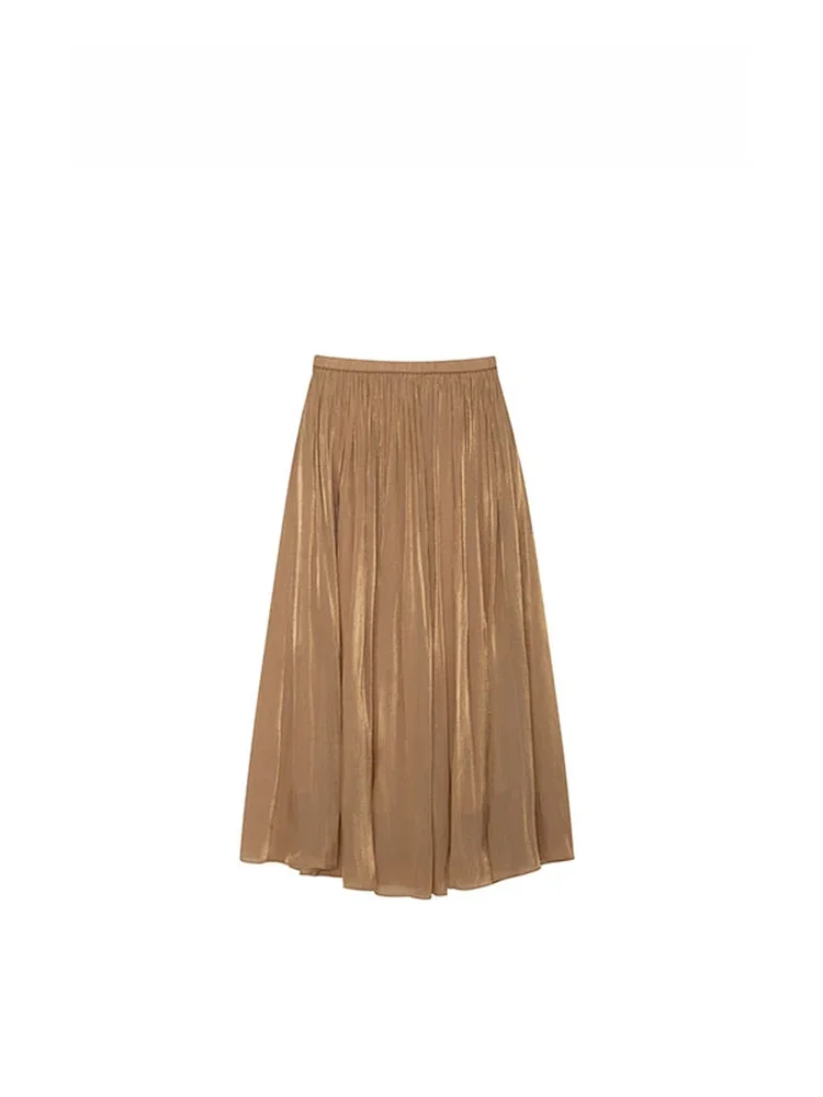 

Юбка Iris iny f с эластичной резинкой на талии, двухслойная, универсальная, весенне-летняя, женская повседневная юбка А-силуэта из полиэфирного волокна Ciwalk