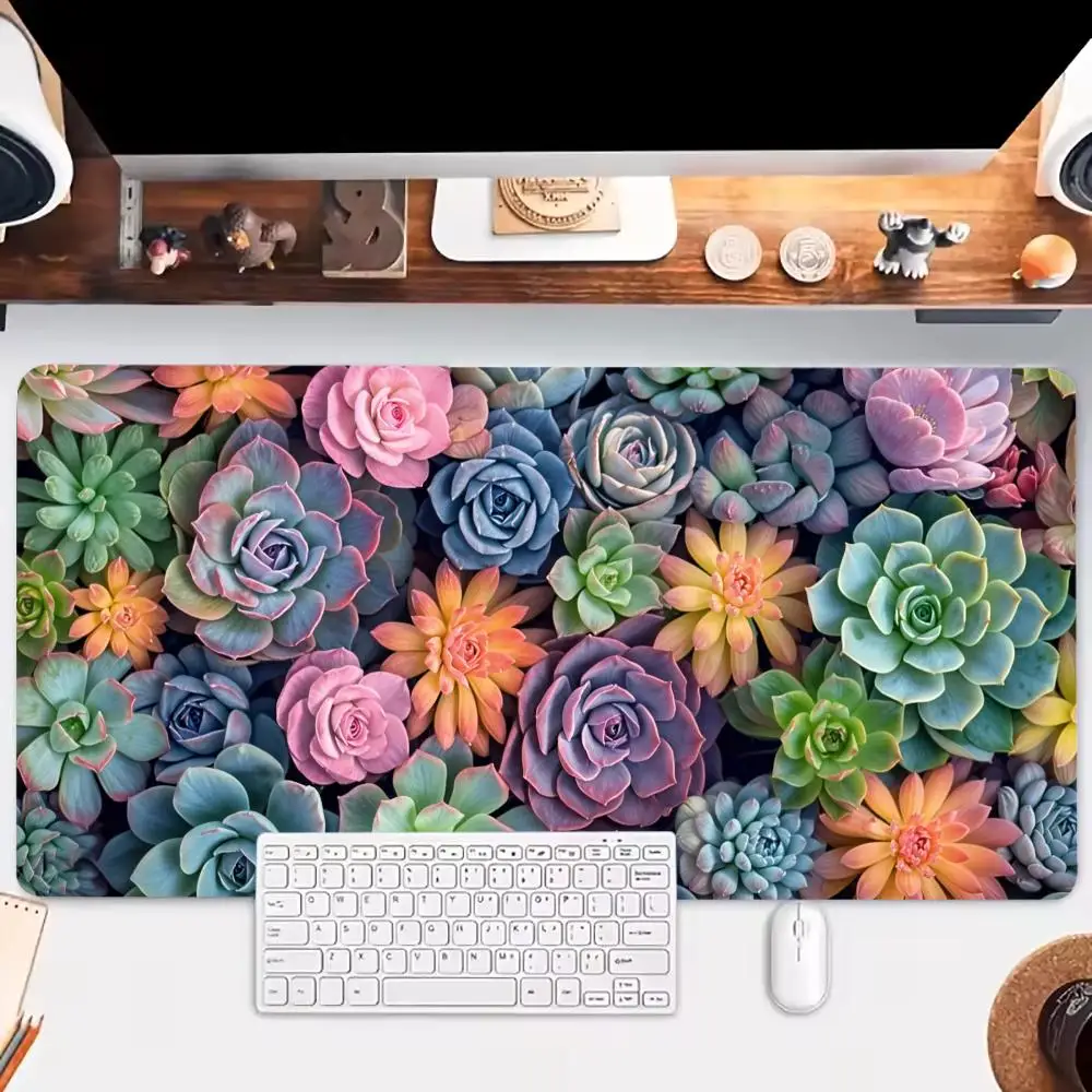 

Green Succulents Mouse Pad Large Gaming Nootbook Game Rug Mousepads Non-slip Laptop Tablet Mat Art Mausepad PC Playmat