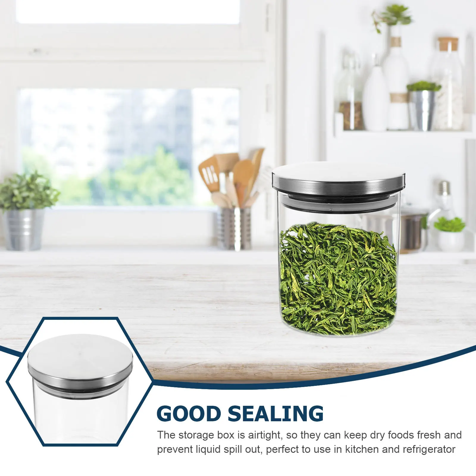 

Glass Storage Jar with Lid Sealed Clear Household Food Jar Multipurpose Snack Container Candy Holder Glass Tea Grains Holder