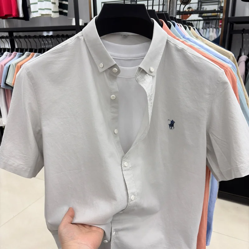 High end 100%cotton short sleeve shirt luxury brand Paul Pony embroidery summer new top fashion business golf casual men's wear