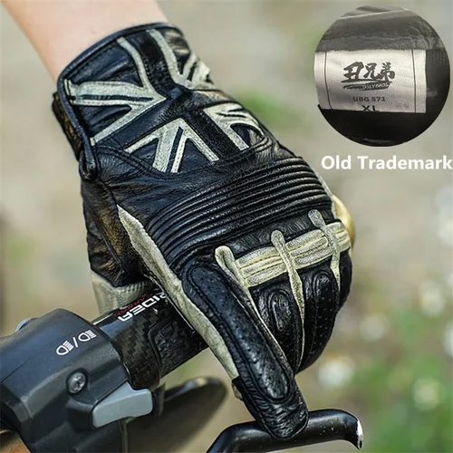 Imagen 2 del producto Un par de guantes de motocicleta de cuero genuino Retro Unisex protección transpirable Scooter guantes de conducción de Motocross pantalla táctil