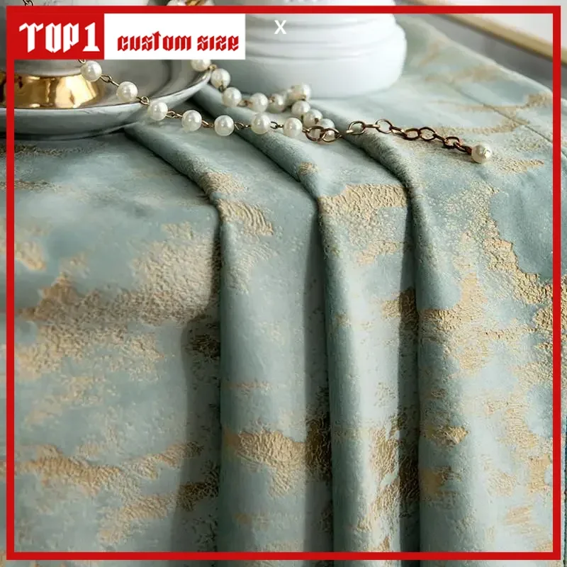 

Mediterranean American Retro Green Bronzing Velvet Curtains For Living Room Bedroom Blackout Bay Window High-end Customize