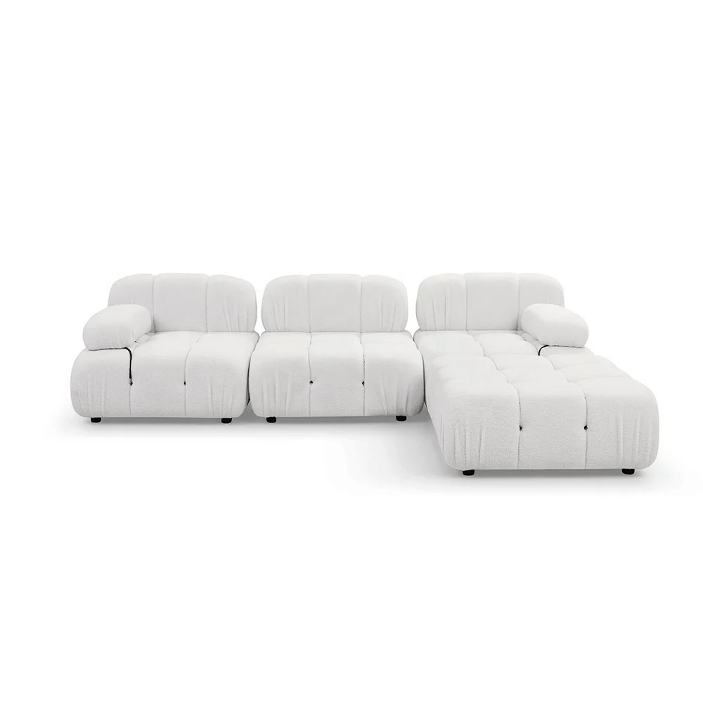 Living Room Furniture 4-Piece Reversible Chaise Upholstered Sofa Set With Ottoman Modular Couch Living Room Sofa