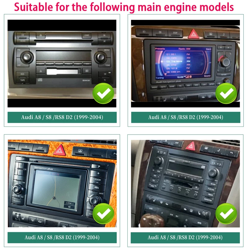 For Audi A8 S8 RS8 D2 4D Stereo Wireless Apple CarPlay Android Auto Radio Wi-Fi DVD Android 13 Apps Navigation 7 Touch Screen