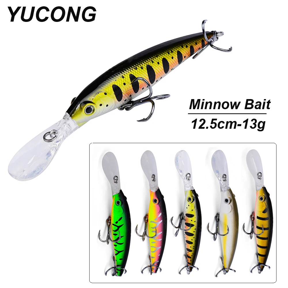 YUCONG 1PX Floating Minnow Bait 12.5cm-13g Noisy Hard Lrue Topwater Fishing Wobbler cebo duro fisching leurre Hart köder Isca