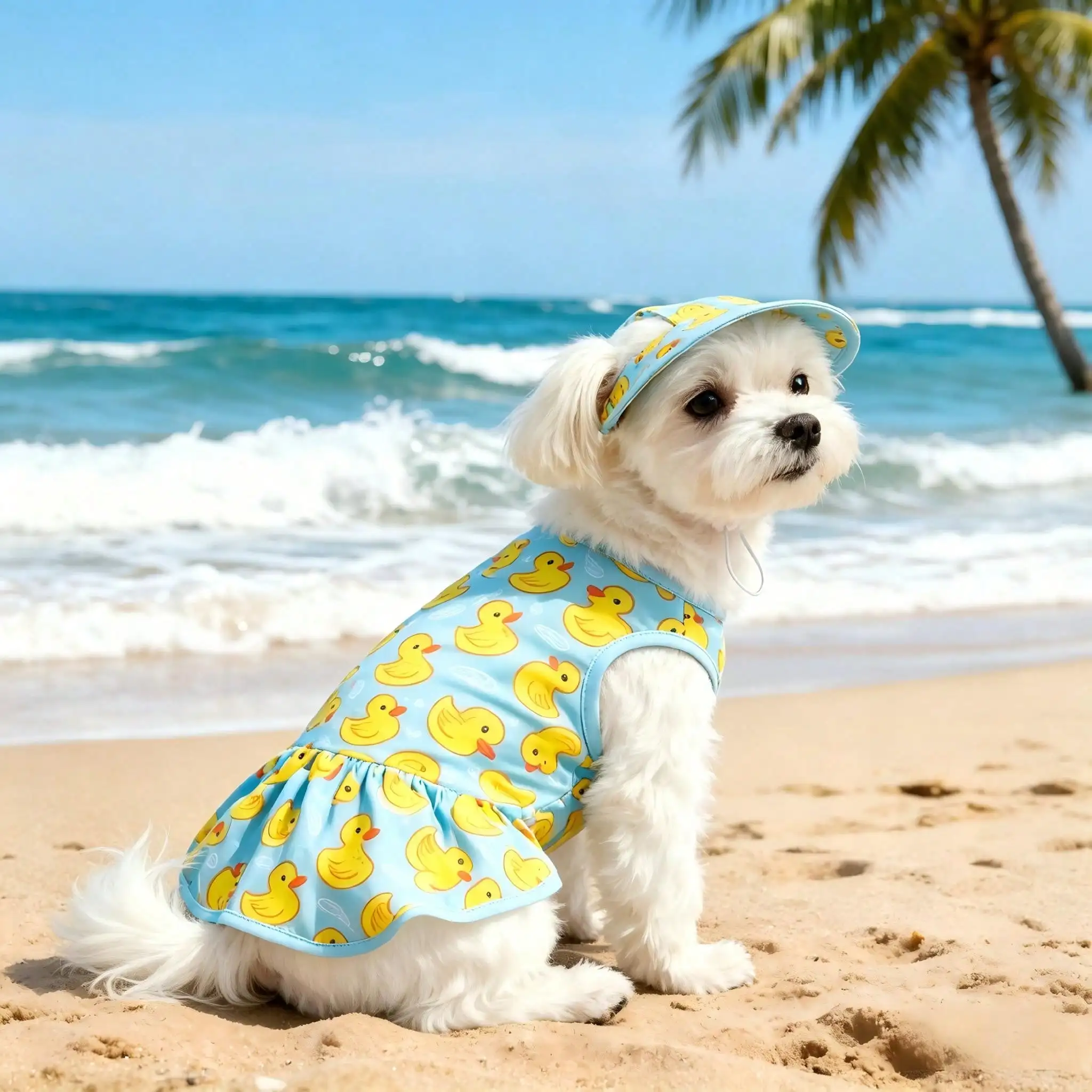 Vestido veraniego con sombrero para perros y gatos pequeños - imagen 4