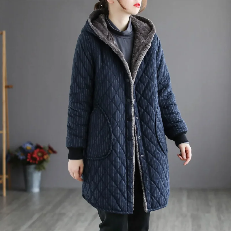 

Winter Clothes Women Parkas Quilted Coat Hooded Oversized Jacket 2023 New Outerwear Korean Clothing Long Coat Women Streetwear