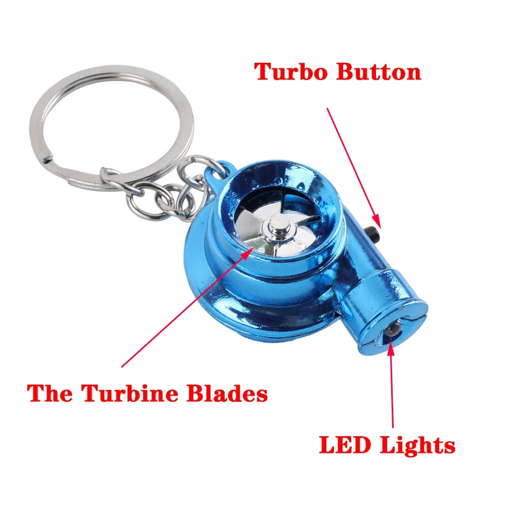 Turbo Sound Key Chain Turbine Shape Keychain Electric LED Metal Keychain Turbocharger Pendant Man Luxury Gift Creative