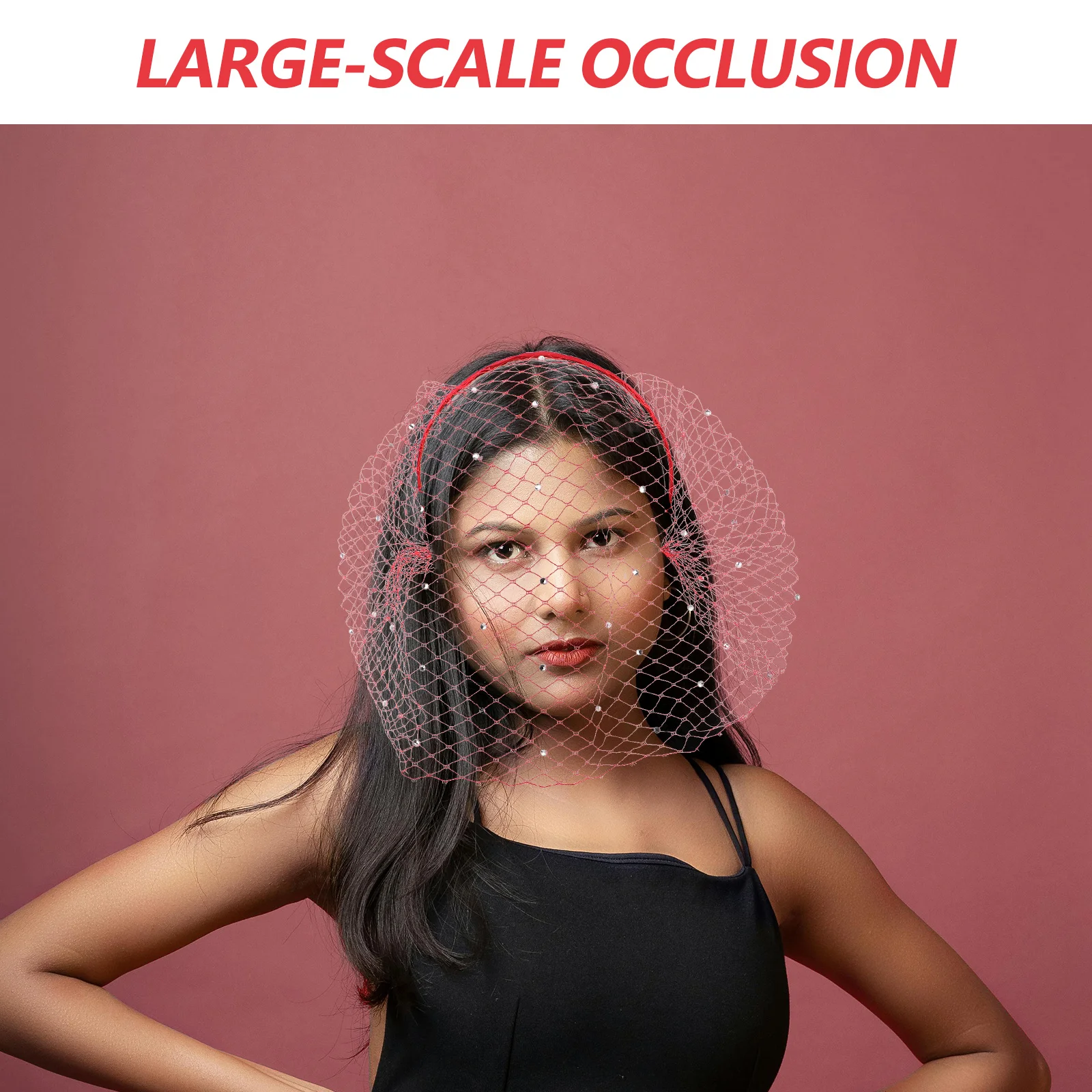 

Elegant Red Vintage Veil Headpiece with Mesh Birdcage Design for Women 1920S Flapper Style Wedding Guest Cocktail Party