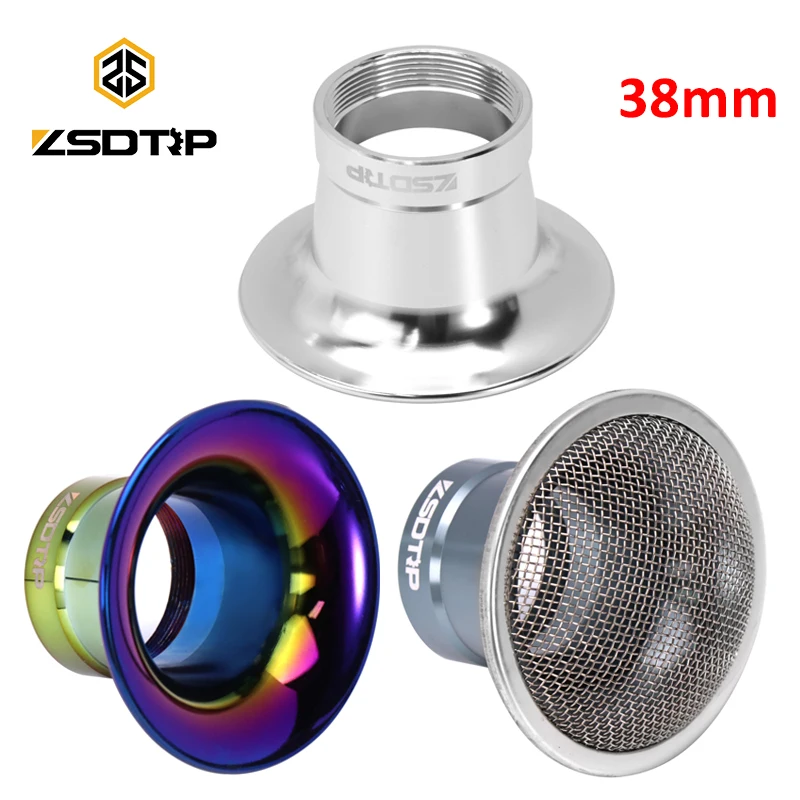 ZSDTRP CNC Velocity Stack 38mm Aluminum with Threaded Connections Fit to PHBL AD/AS/BD/BS Carburetor Trumpet