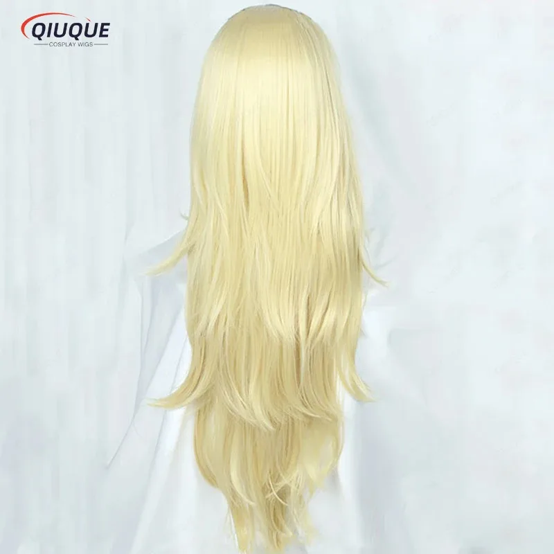 LQRachel غاردنر شعر مستعار تأثيري ملائكة الموت تأثيري طويل متموج شقراء مقاومة للحرارة الاصطناعية الشعر أنيمي الباروكات + غطاء شعر مستعار #3