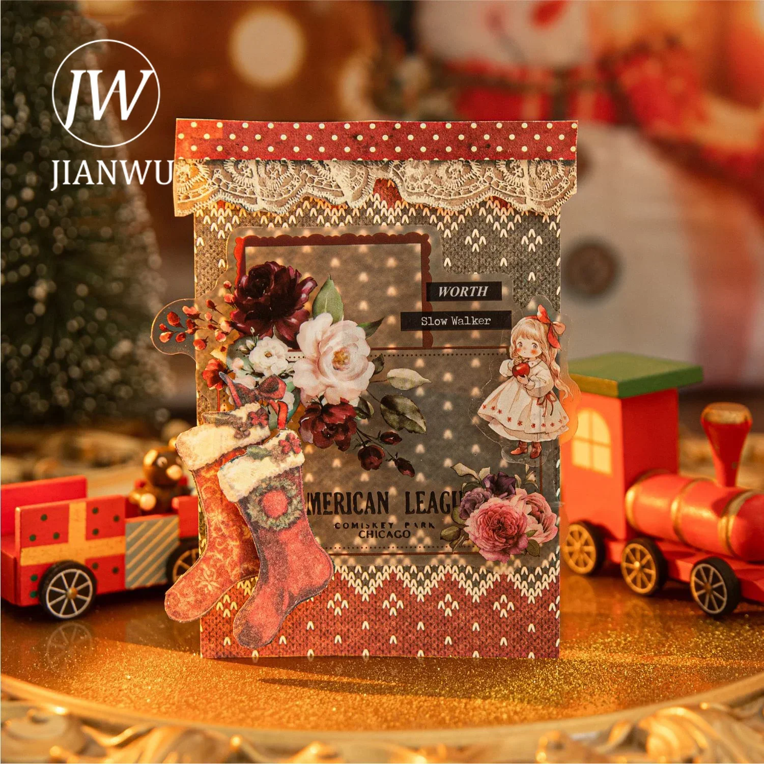 JIANWU Paper Christmas Island Series Vintage Relief Landscaping Material Paper Creative DIY Journal Collage Stationery