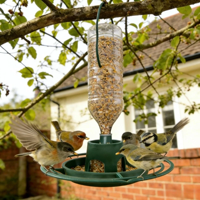DIY Plastic Bottle Bird Feeder - Outdoor Hanging Automatic Dispenser for Balcony & Garden