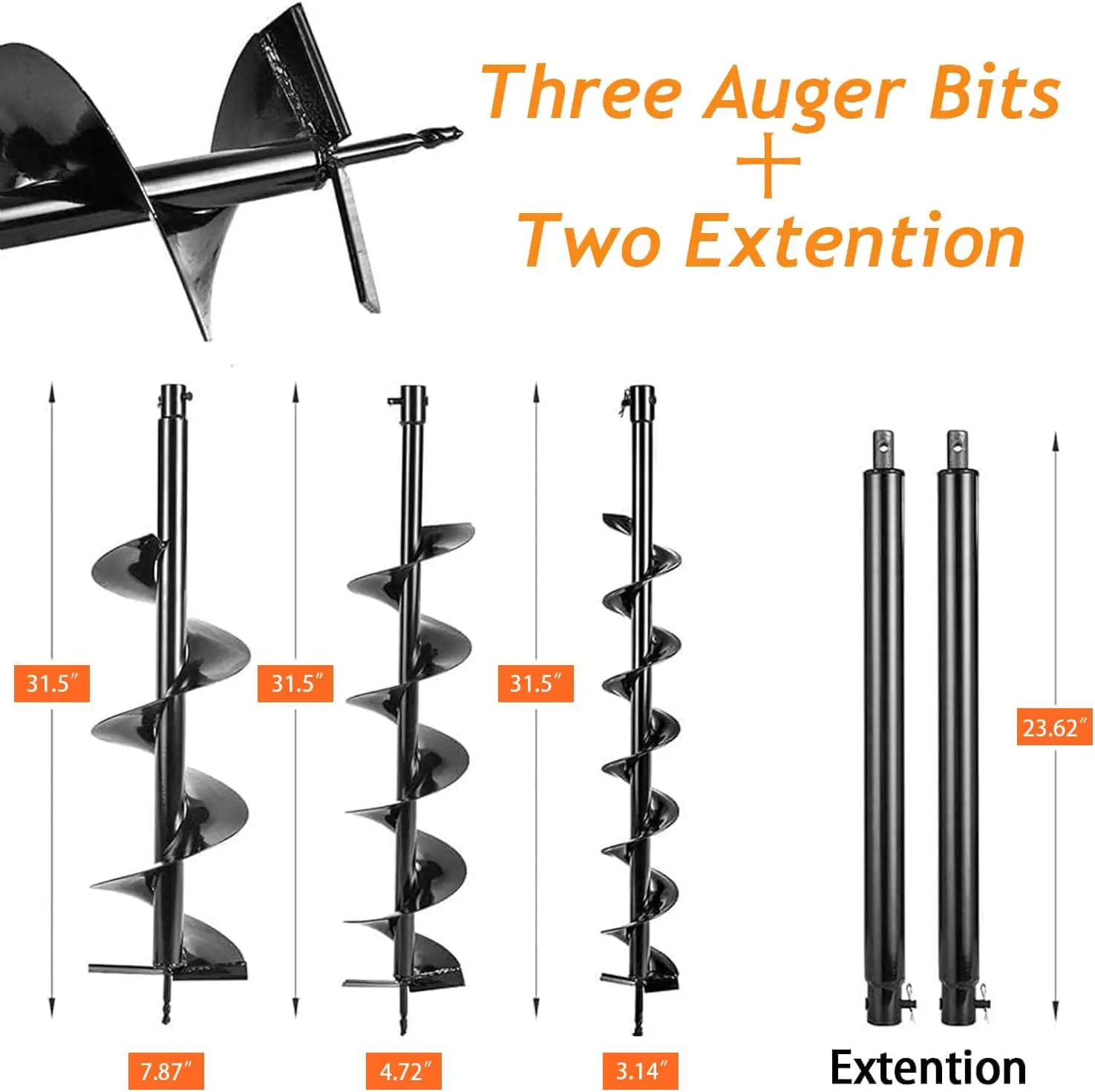 Gas Powered 72Cc Post Hole Digger For Fence And Planting With 3 Auger Drill Bits (3