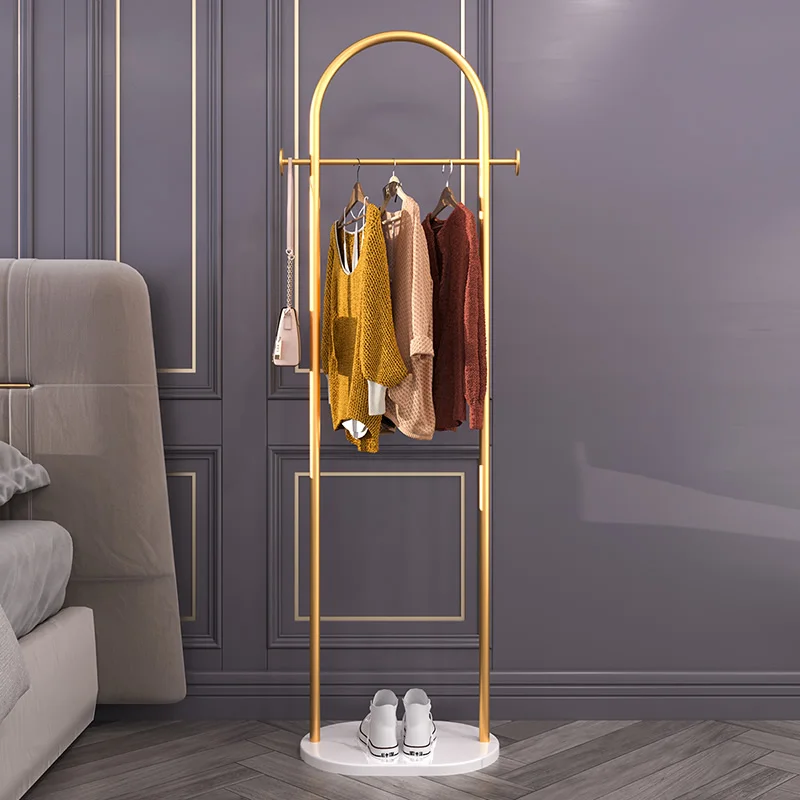 Nordic Floor Metal Hangers Golden Wearing Clothes Storage Coat Rack Modern Dressing Room Pared House Accessories