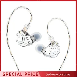 SIMGOT EW300 1DD+1Planar+1PZT Hybrid Driver IEM HIFI Earphones with Detachable Nozzles Silver-Plated OFC IEM Cable