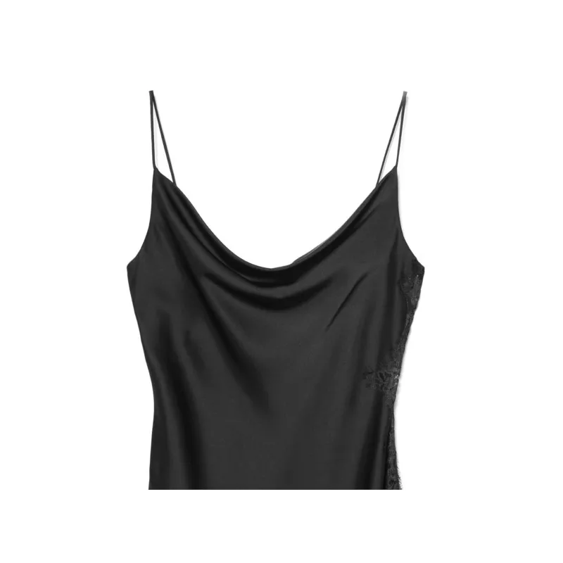 فستان نسائي من الدانتيل الساتان لربيع وصيف مثير بدون ظهر أنيق برقبة متدفقة فستان طويل للسيدات فساتين بحاشية غير متماثلة #4