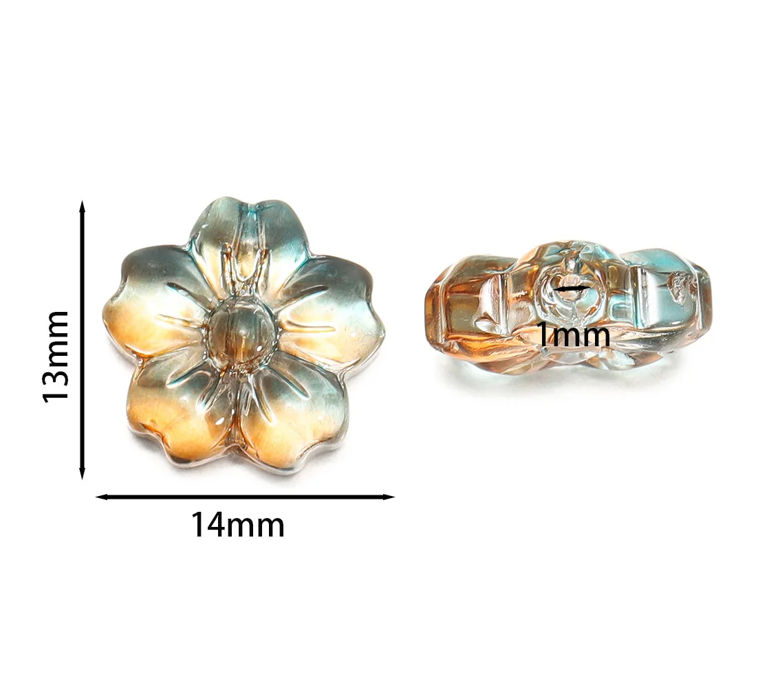 60pcs Colored Glass Flower Shaped Beads Five Petal Flower Spacer Beads For Necklace Bracelet Pendant DIY Jewelry Making Findings