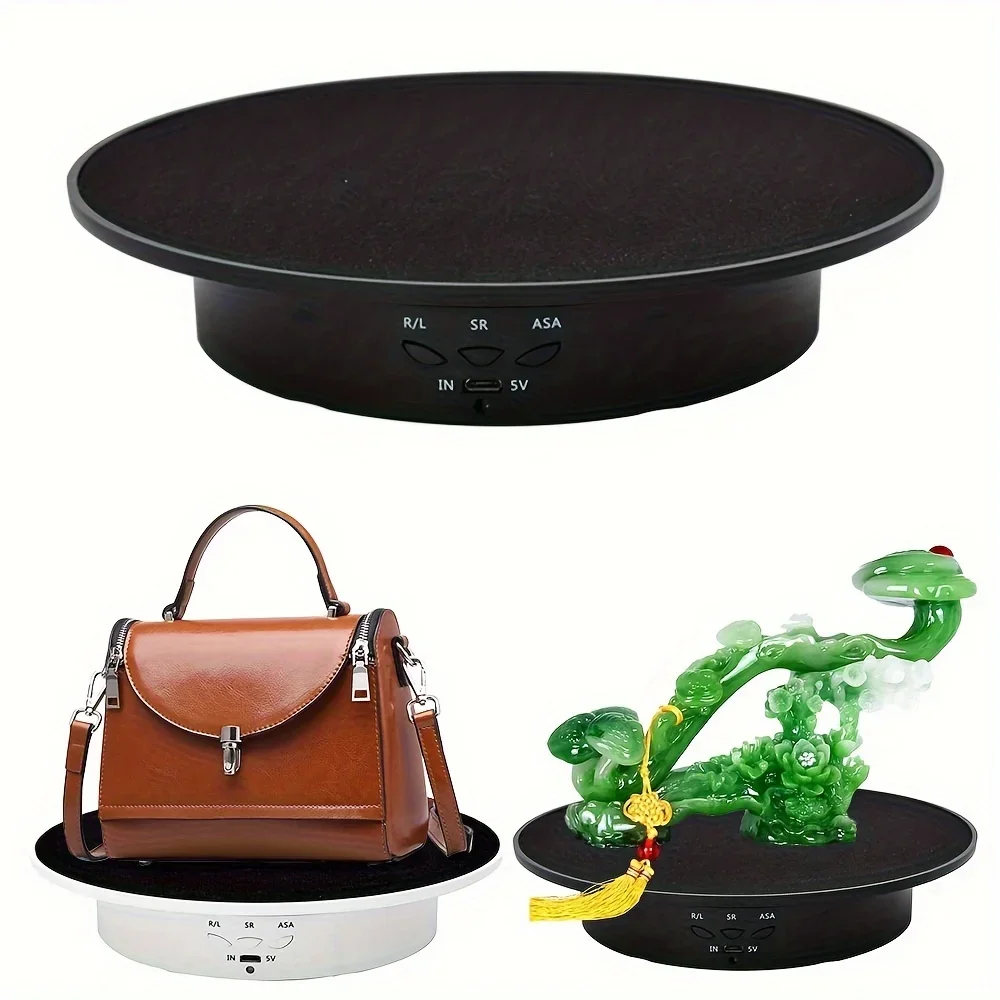 360 Degree Electric Rotating Turntable, Rechargeable Low Noise Adjustable Smooth Rotation Non-Slip Display Stand