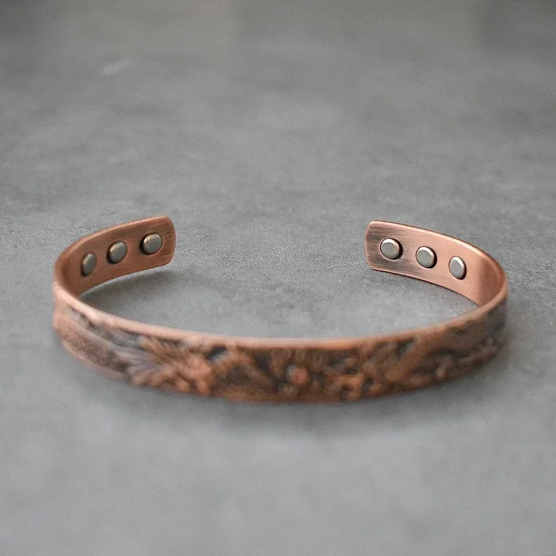 Pure Copper Bracelets for Women Adjustable Dragon Phoenix Vintage Magnetic Copper Bracelet Benefits for Arthritis Pain Relief