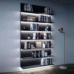 Modular Aluminum Polished Decoration Floating Wall Shelf with Led Light