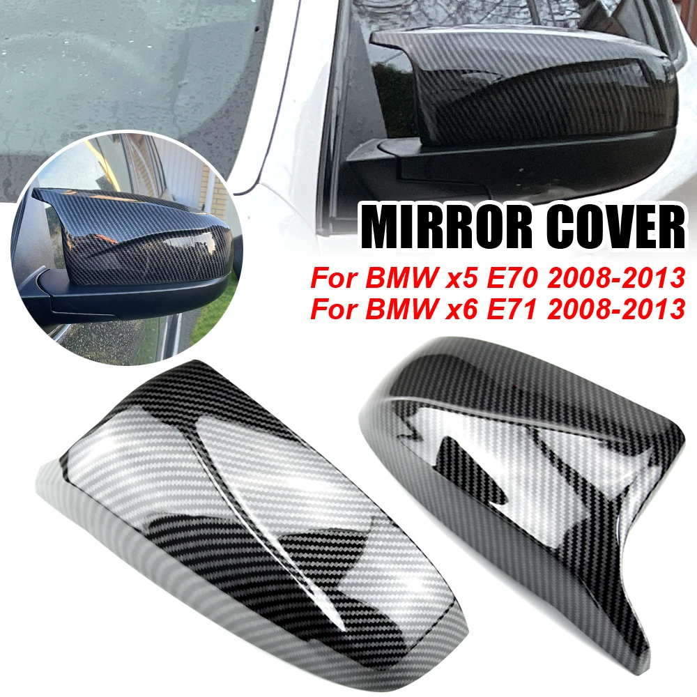 Carbon Fiber/ABS 2x Mirror Cover X5 X6 Car Side Rearview Mirror Cap Cover Shell Replacement For BMW X5 X6 E70 E71 2007-2013