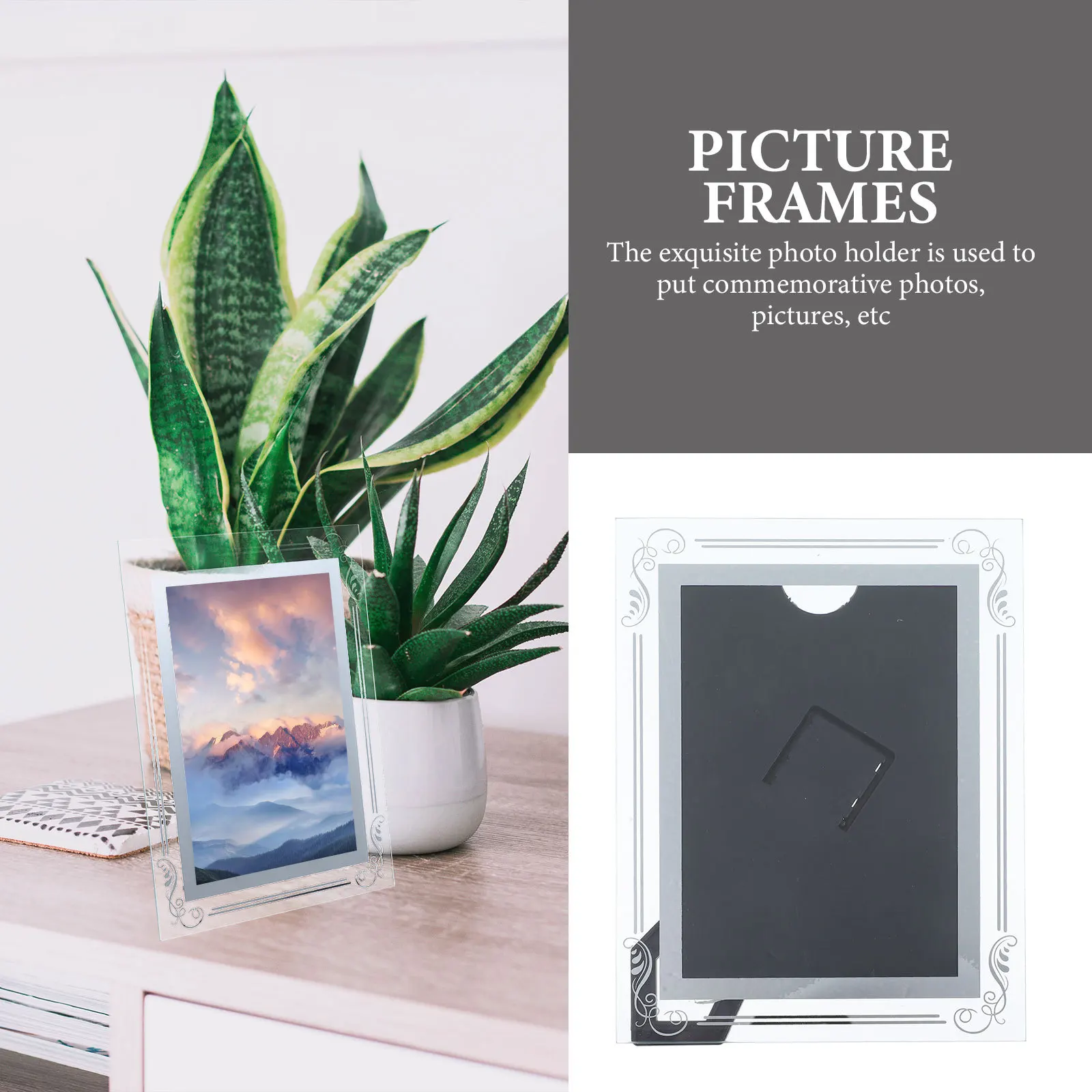 

2Pcs Decorative Crystal Picture Frames Photo Holders Desk Photo Display 5x7 Picture Frame Gold 5x7 Frame