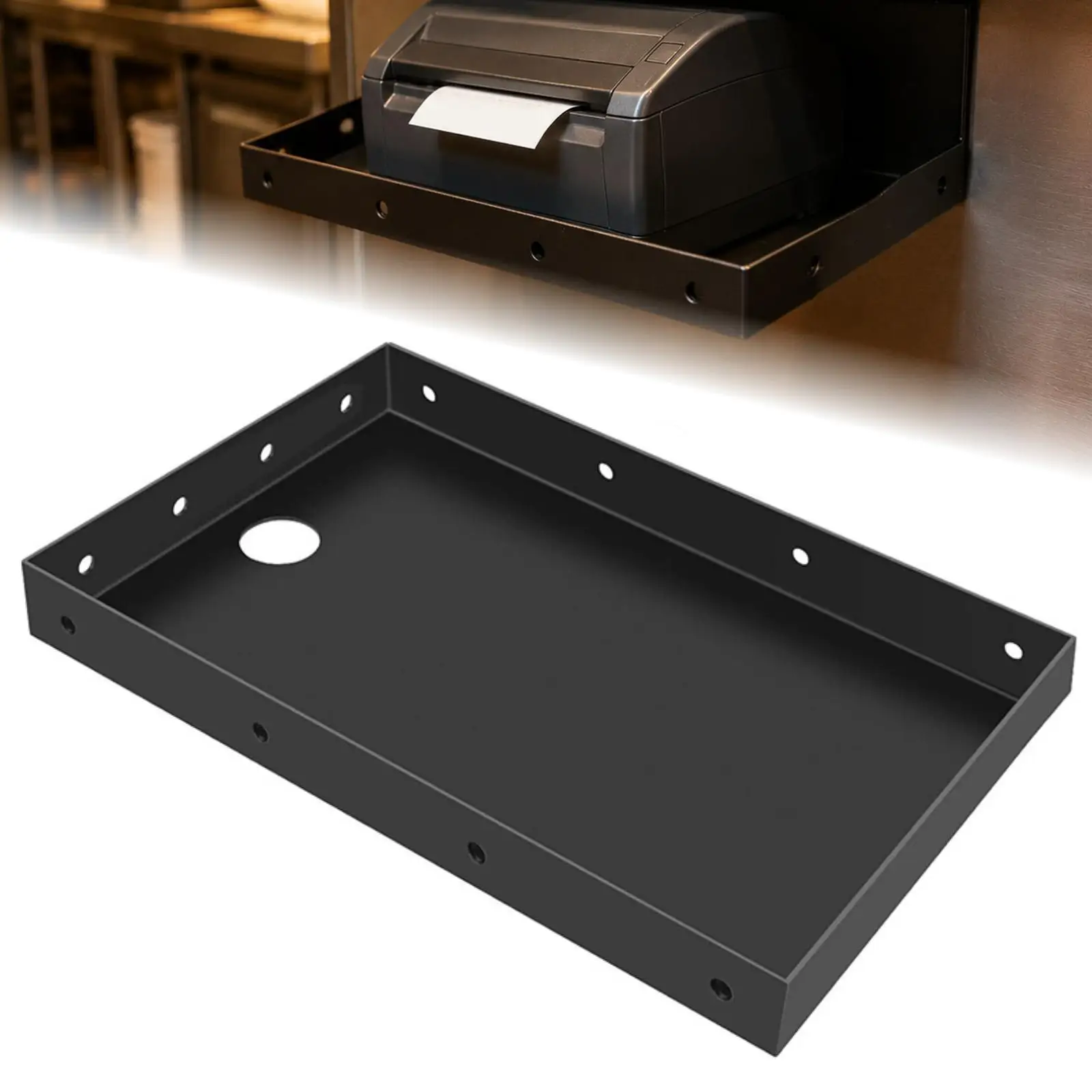 Thermal Printer Wall Mounted Shelf with Cable Management for POS Restaurant Ticket Order Printers Stand