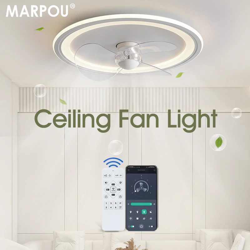 

MARPOU 220V Ceiling fan with lighting Ceiling fans with led light For Bedroom APP Remote control Lamp For Living room Decoration