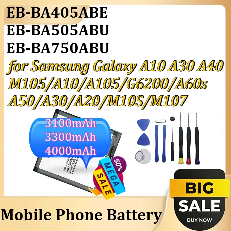 

New for Samsung Galaxy A10 A30 A40 M105/A10/A105/G6200/A60s/A50/A30/A20/M10S/M107 +Tools EB-BA405ABE EB-BA505ABU EB-BA750ABU