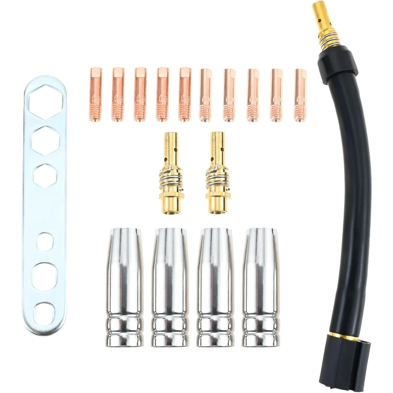 

360 Flexible Mig Welding Gun Neck Extension Kit 030"" 0.8mm 035"" 0.9mm M6 Nozzle Holder Diffuser Guard Torch Neck for MB15 15AK