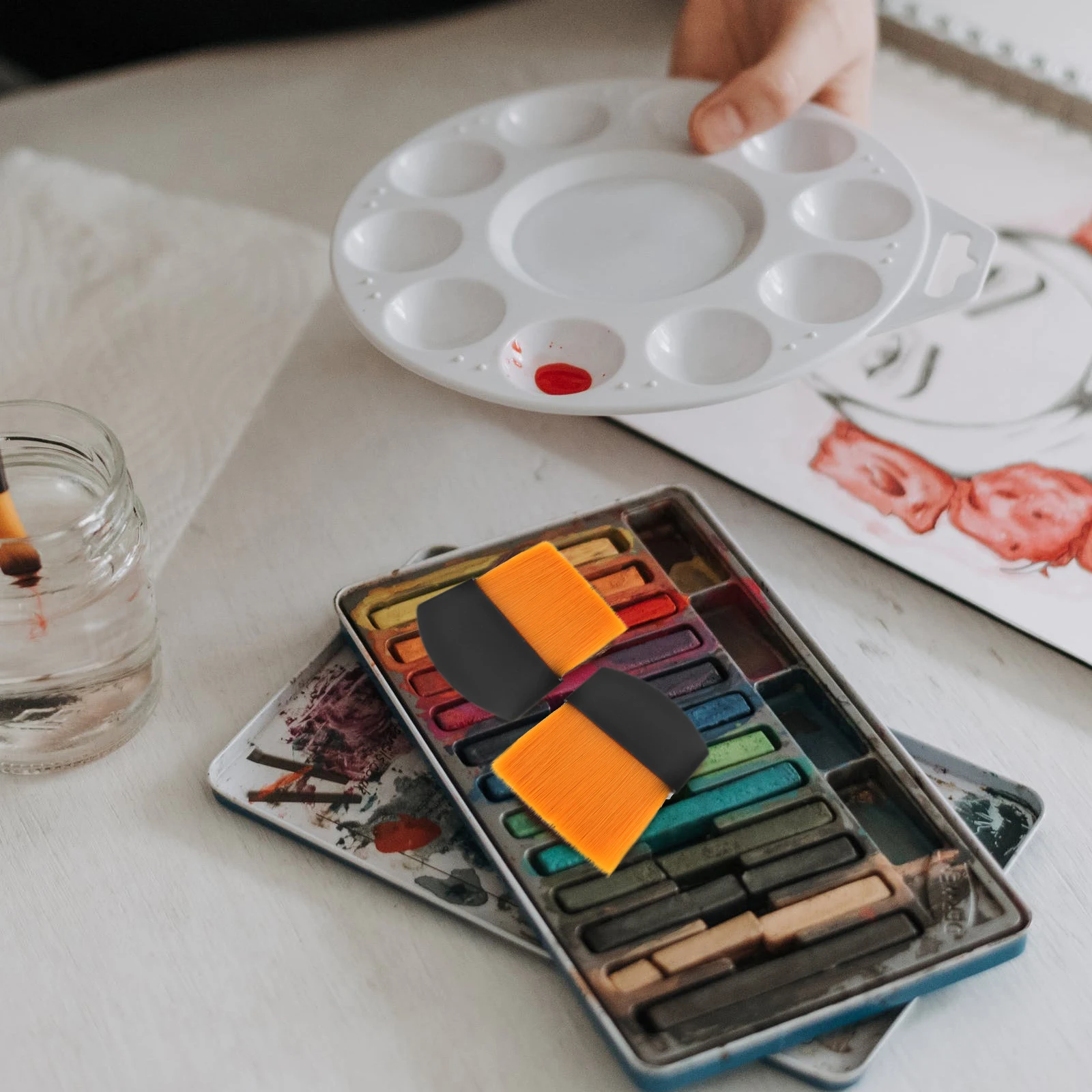 

10pcs Paint Brushes Premium Wood Fiber For Gouache Watercolor Oil Painting Portable Artist Drawing Supply Small Household Brush