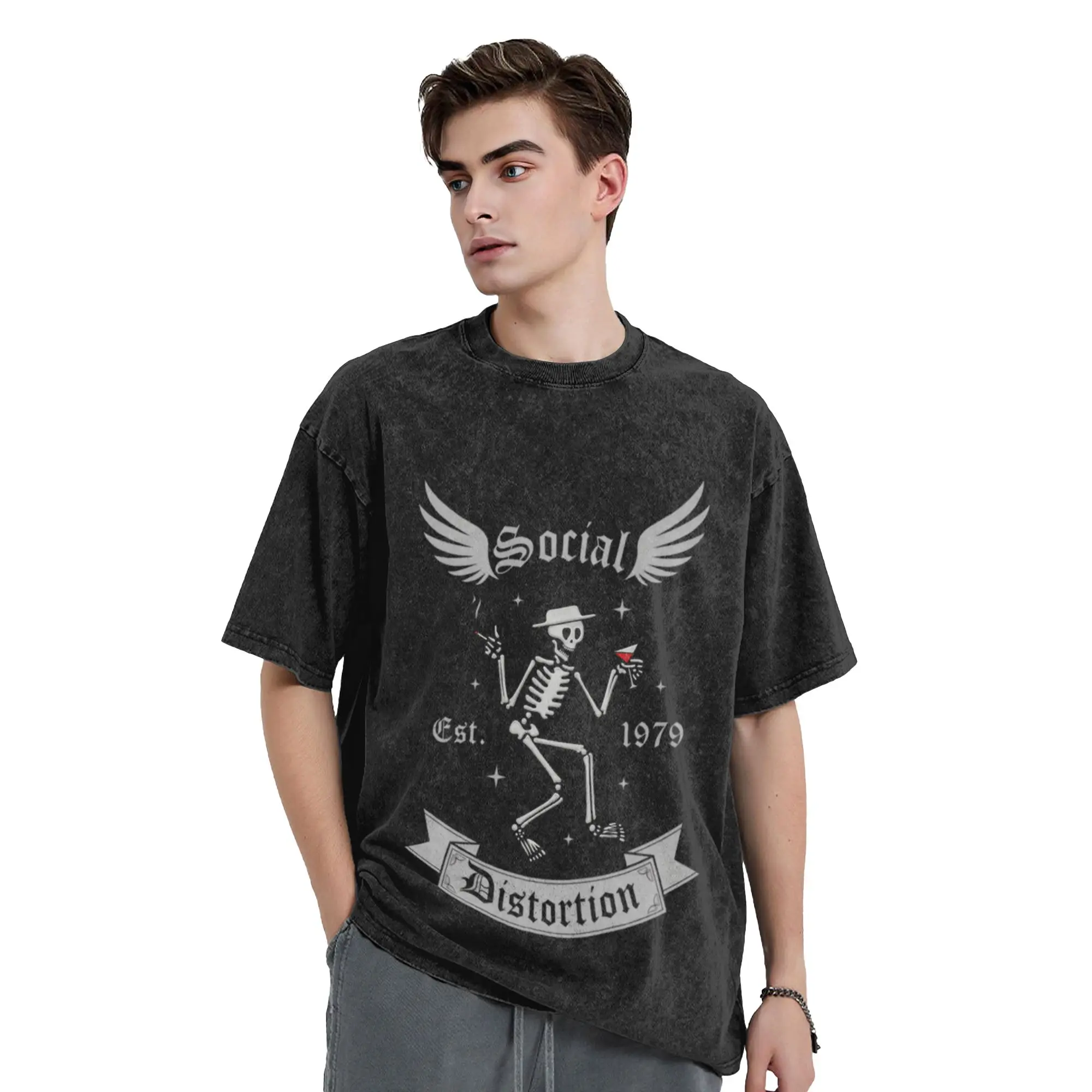 Social Arts Distortion Band Music 1979  Unique Stylish A T-Shirt Oversized Short Sleeve Men's Women's Cotton Tees Tops