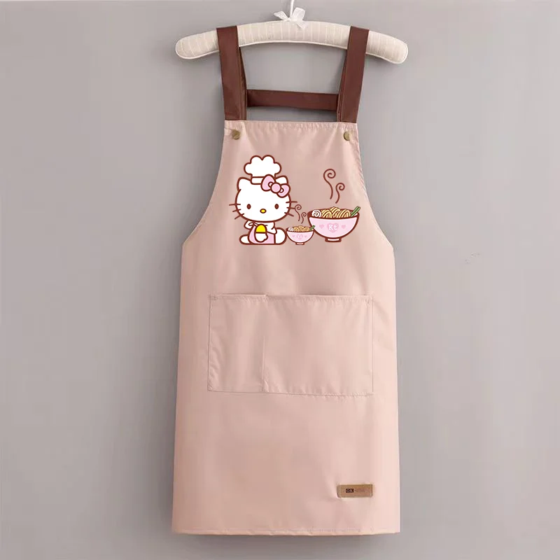 Hello Kitty Print Kitchen Cooking Apron Cartoon Cotton Kuromi Kitchen Women Apron for Dinner Party Waterproof Oil-Proof Gifts