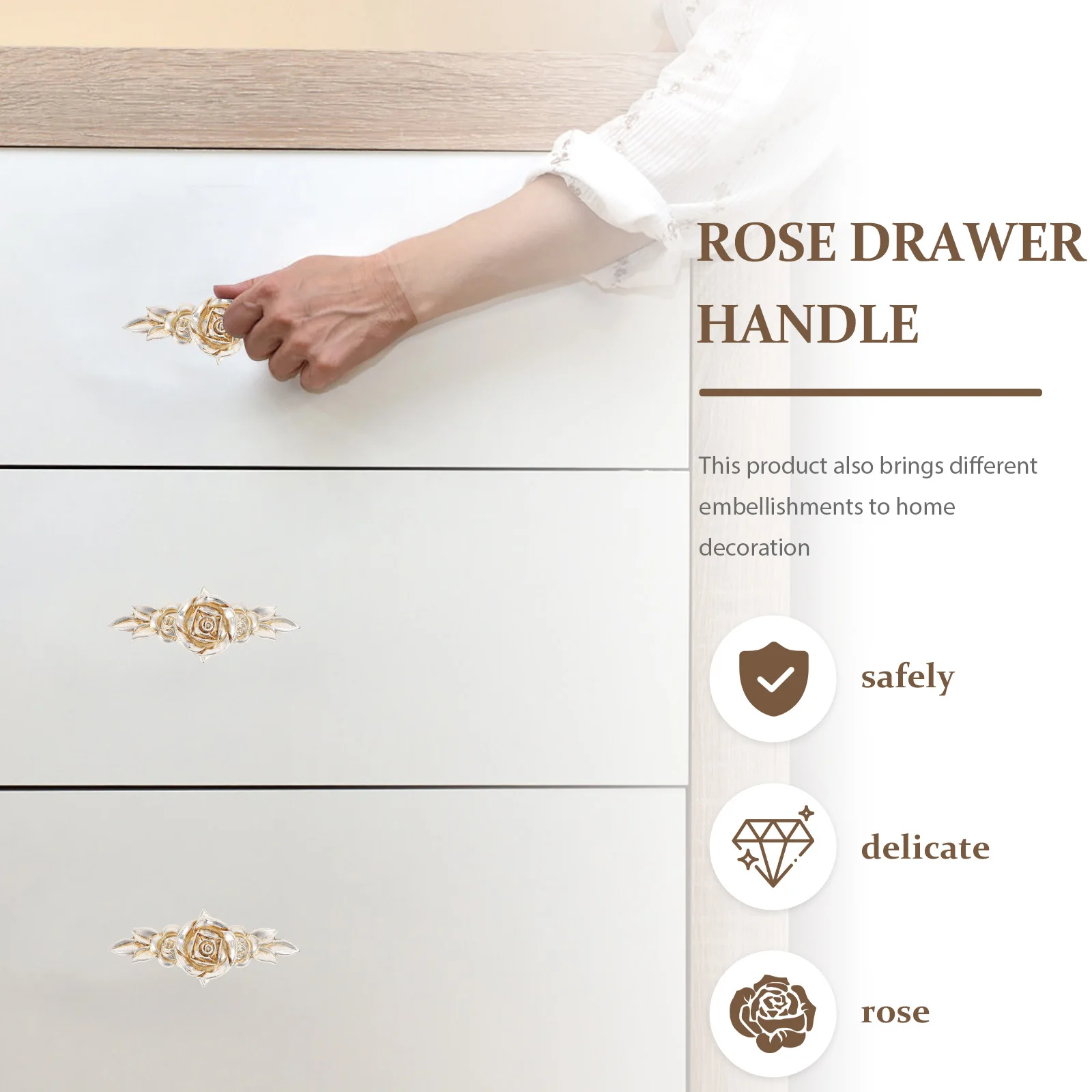 

2pcs Rose Zinc Alloy Cabinet Handles Furniture Drawer Knobs Solid Cupboard Door Grips Durable Windows Pulls Decorative Wardrobe