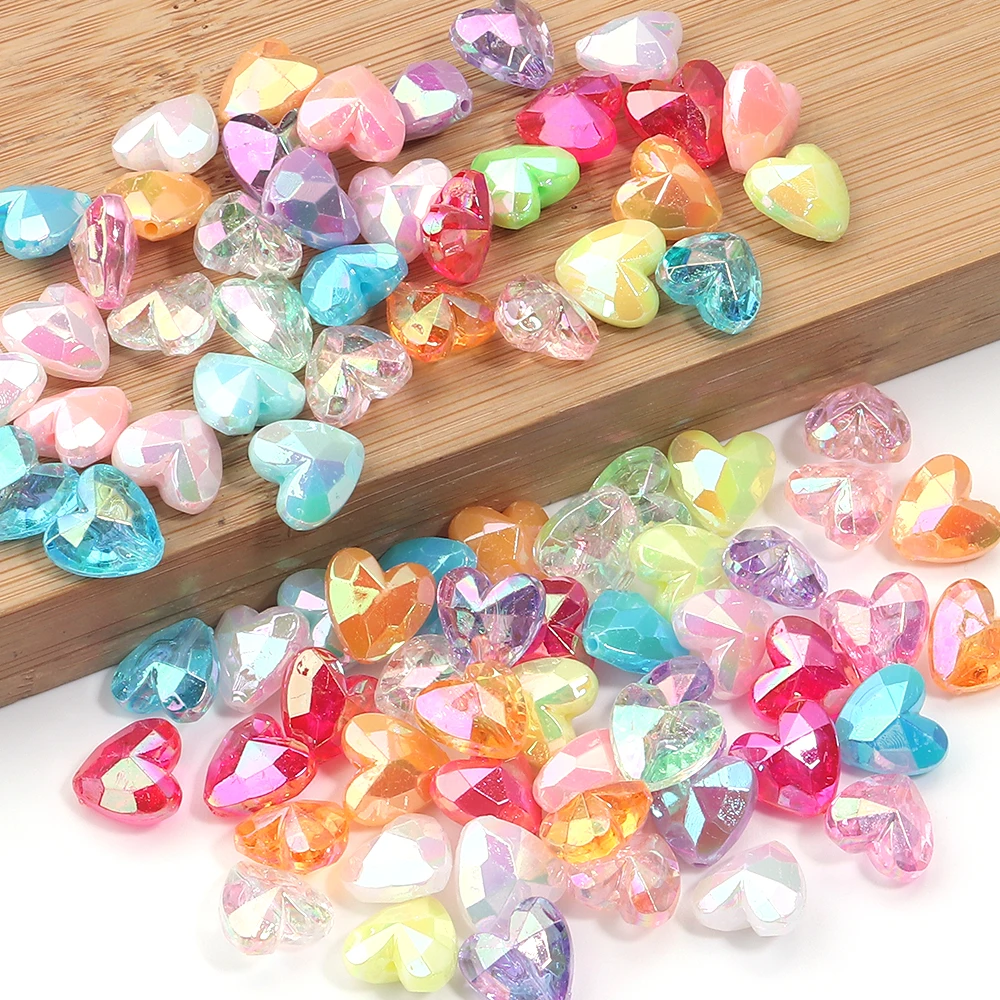 100pcs Acrylic Heart Beads Transparent Loose Spacer Beads for DIY Jewelry Making Pendants Neaklace Bracelet Needlework Material image 5