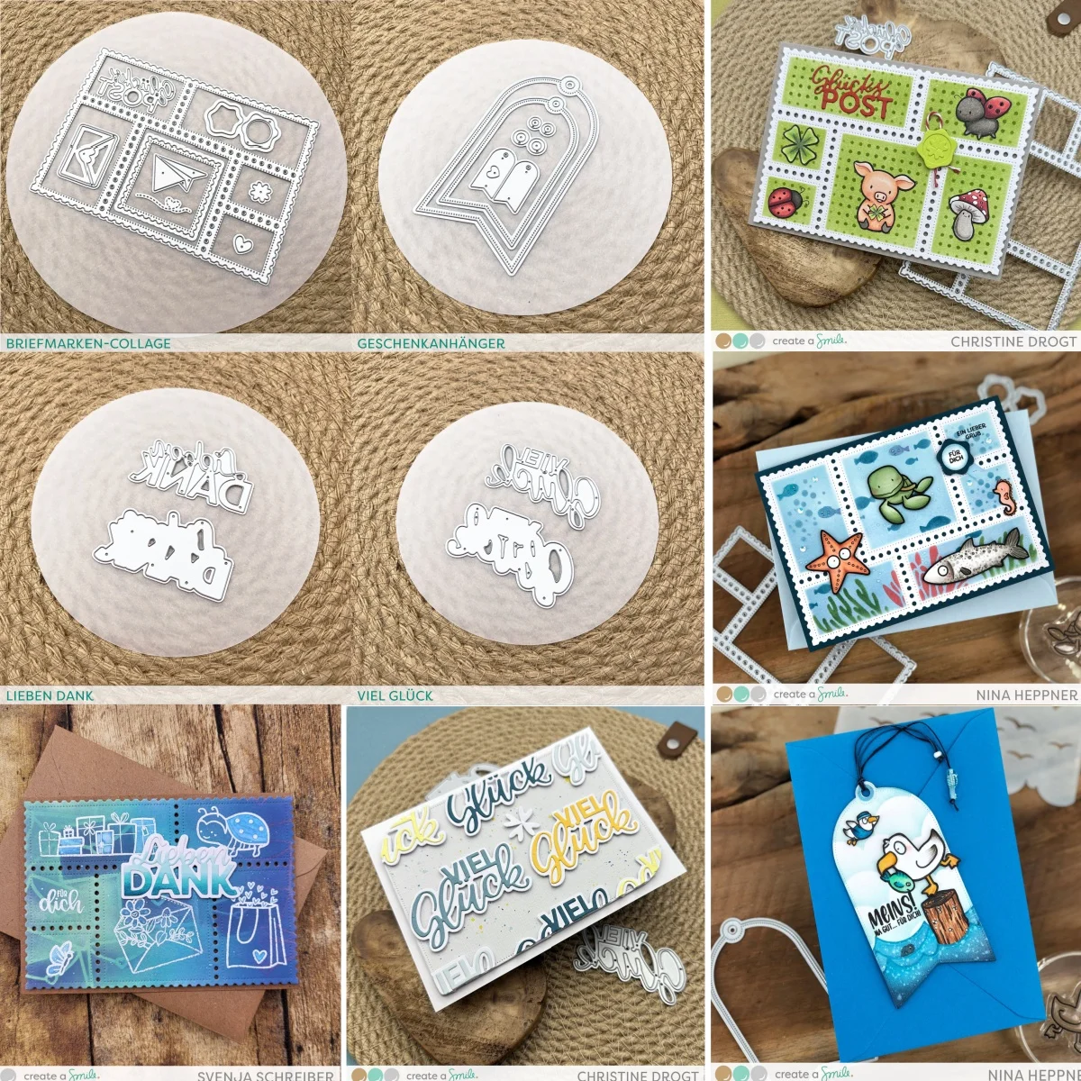 

2025 New Stamp Collage Viel Glück Gift Tags Lieben Dank Metal Cutting Dies for DIY Making Card Scrapbook Embossed Paper Album