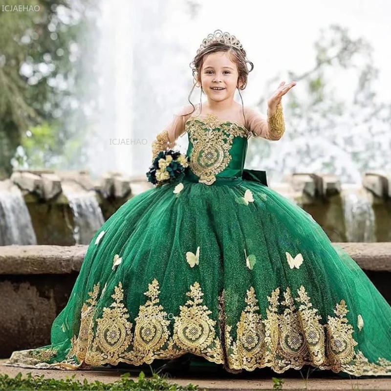 Kids One Shoulder Performance Gown for Birthdayt Formal Wear Long Train Evening Dress Party Children Host Piano Recital Pagean