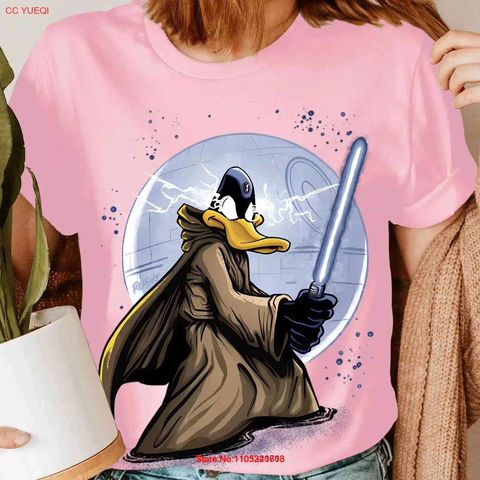 بطة الكرتون فيلم شخصية مضحك محاكاة ساخرة ريترو خمر المرأة تي شيرت UJG6 خمر غسلها الرسم لينة تنفس الموضة #1