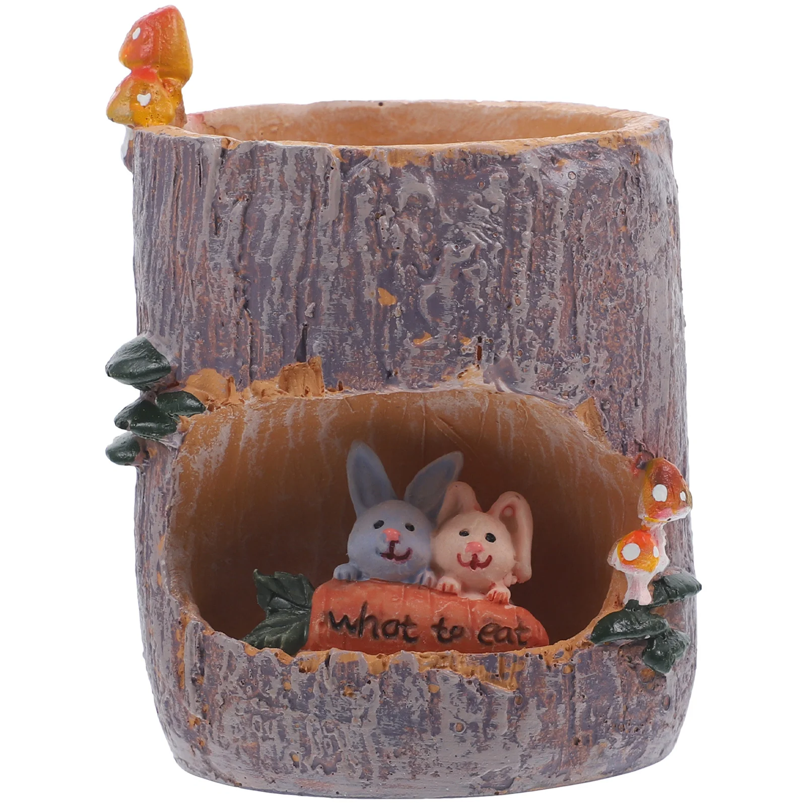 Resin Tree Hollow Flower Pot Rabbit Picnic Design Durable For Indoor Outdoor Garden Decor Succulent Planter Bonsai Trough